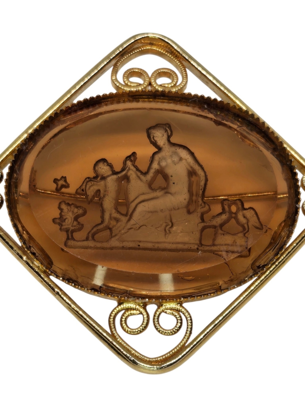 Vintage Goldette Brown Cameo Pendant Necklace - Elegant Women’s Jewelry